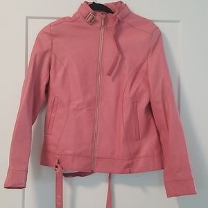 Vintage real leather pink jacket